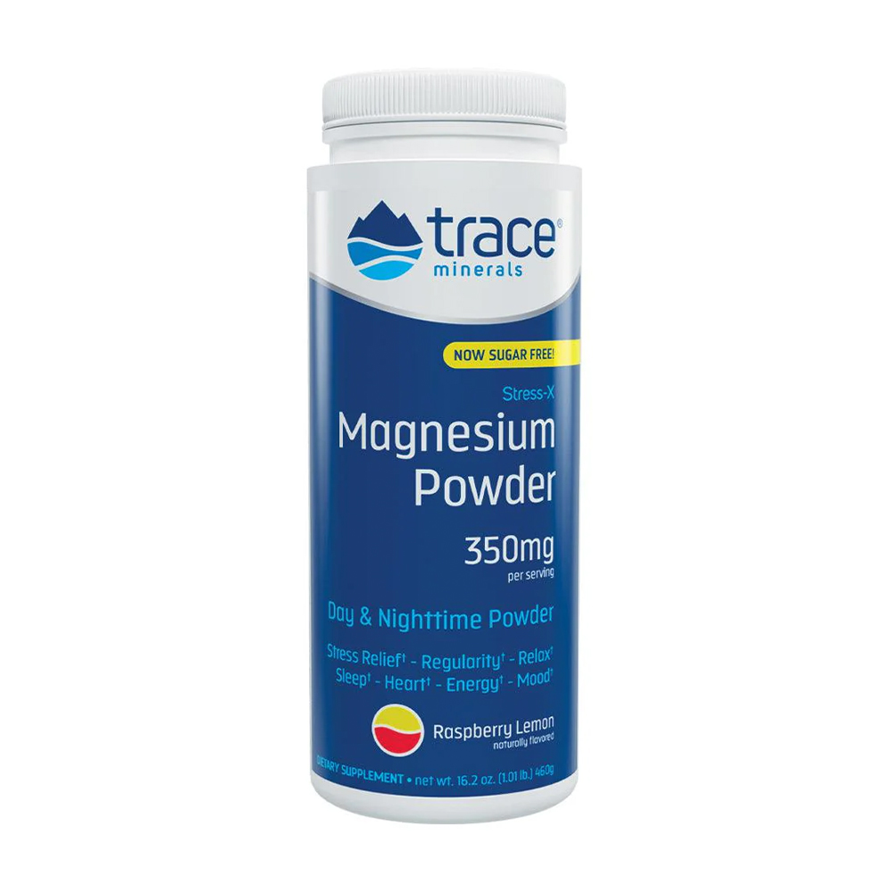 Уцінка! Магній Trace Minerals Stress-X Magnesium Powder 350 мг, зі смаком малини та лимона, в порошку, 460 г